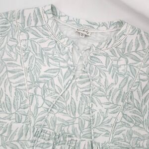 Wonderly Light Green Leaf Cotton Gauze Top Womens MP Coastal Botanical Resort